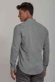 Camisa Social de Linho Masculina Gola Padre Manga Longa