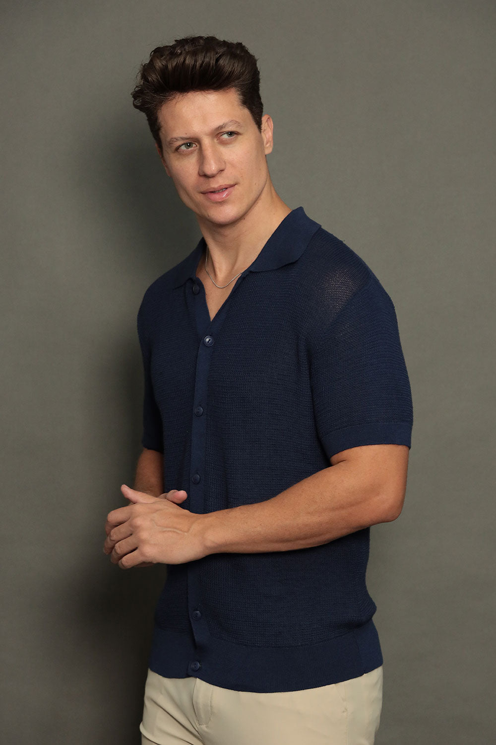 Camisa de Tricot Masculina Texturizada Portofino Relax