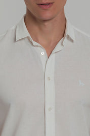 Camisa Social Masculina de Linho Linen 30 Manga Curta Slim