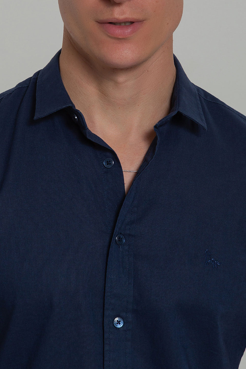 Camisa Social Masculina de Linho Linen 30 Manga Curta Slim
