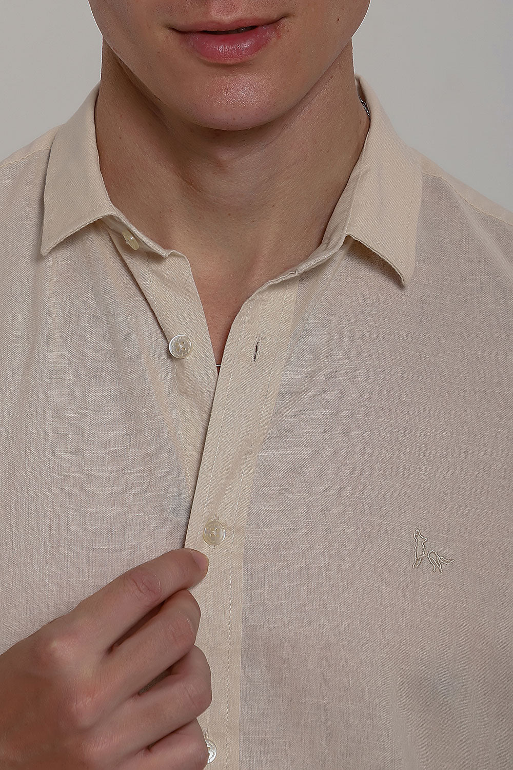Camisa Social Masculina de Linho Linen 30 Manga Curta Slim