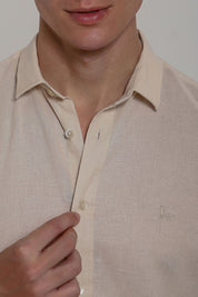 Camisa Social Masculina de Linho Linen 30 Manga Curta Slim