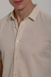 Camisa Social Masculina de Linho Linen 30 Manga Curta Slim