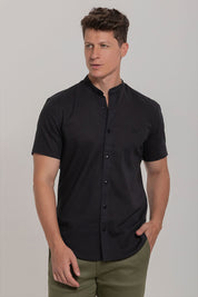 Camisa de Linho Masculina Gola Padre Manga Curta