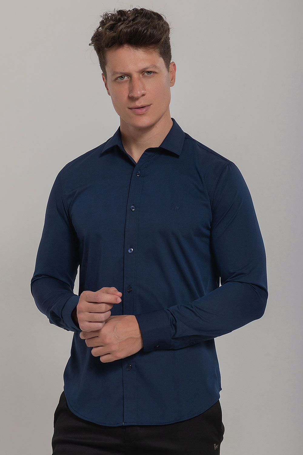 Camisa Social Masculina Fibra de Bambu Manga Longa Slim Fit