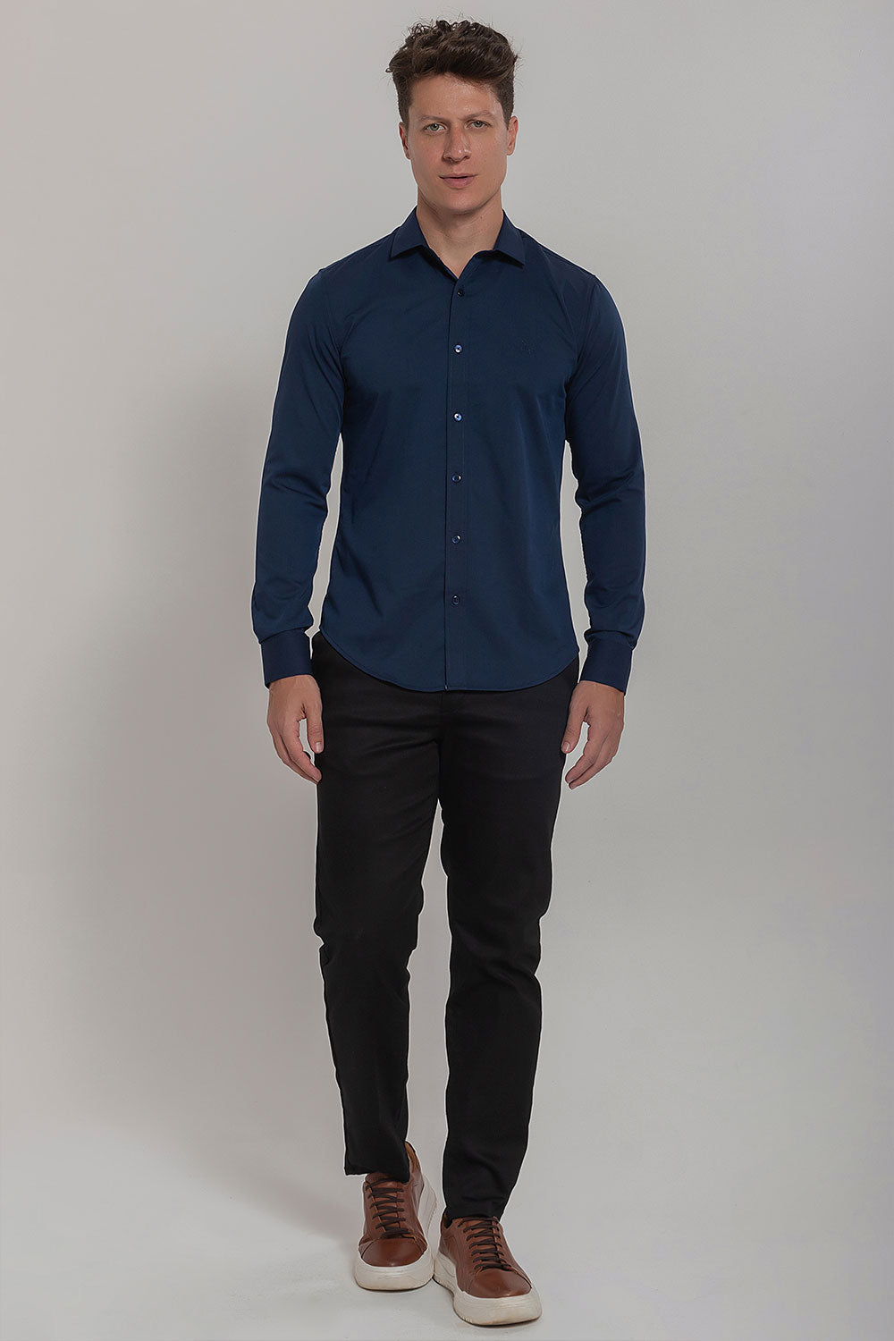 Camisa Social Masculina Fibra de Bambu Manga Longa Slim Fit