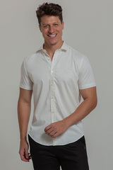 Camisa Social Masculina Fibra de Bambu Manga Curta Slim