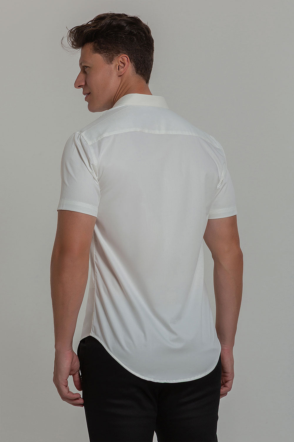 Camisa Social Masculina Fibra de Bambu Manga Curta Slim