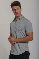 Camisa Social Masculina Fibra de Bambu Manga Curta Slim
