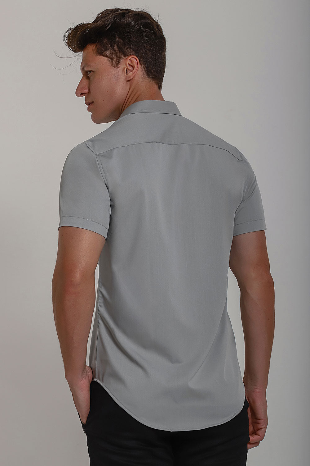 Camisa Social Masculina Fibra de Bambu Manga Curta Slim