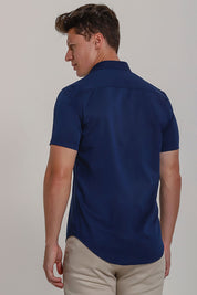 Camisa Social Masculina Fibra de Bambu Manga Curta Slim