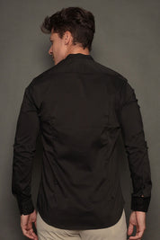 Camisa Social Masculina Gola Padre Manga Longa Tricoline