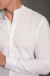 Camisa Social Masculina Gola Padre Manga Longa Tricoline