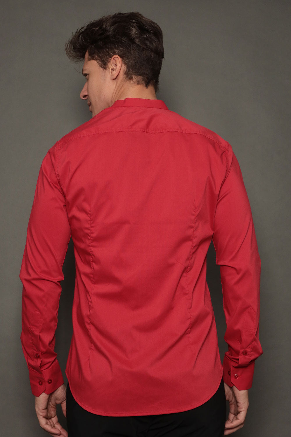 Camisa Social Masculina Gola Padre Manga Longa Tricoline