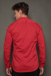 Camisa Social Masculina Gola Padre Manga Longa Tricoline
