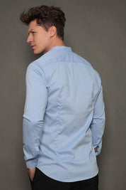 Camisa Social Masculina Gola Padre Manga Longa Tricoline