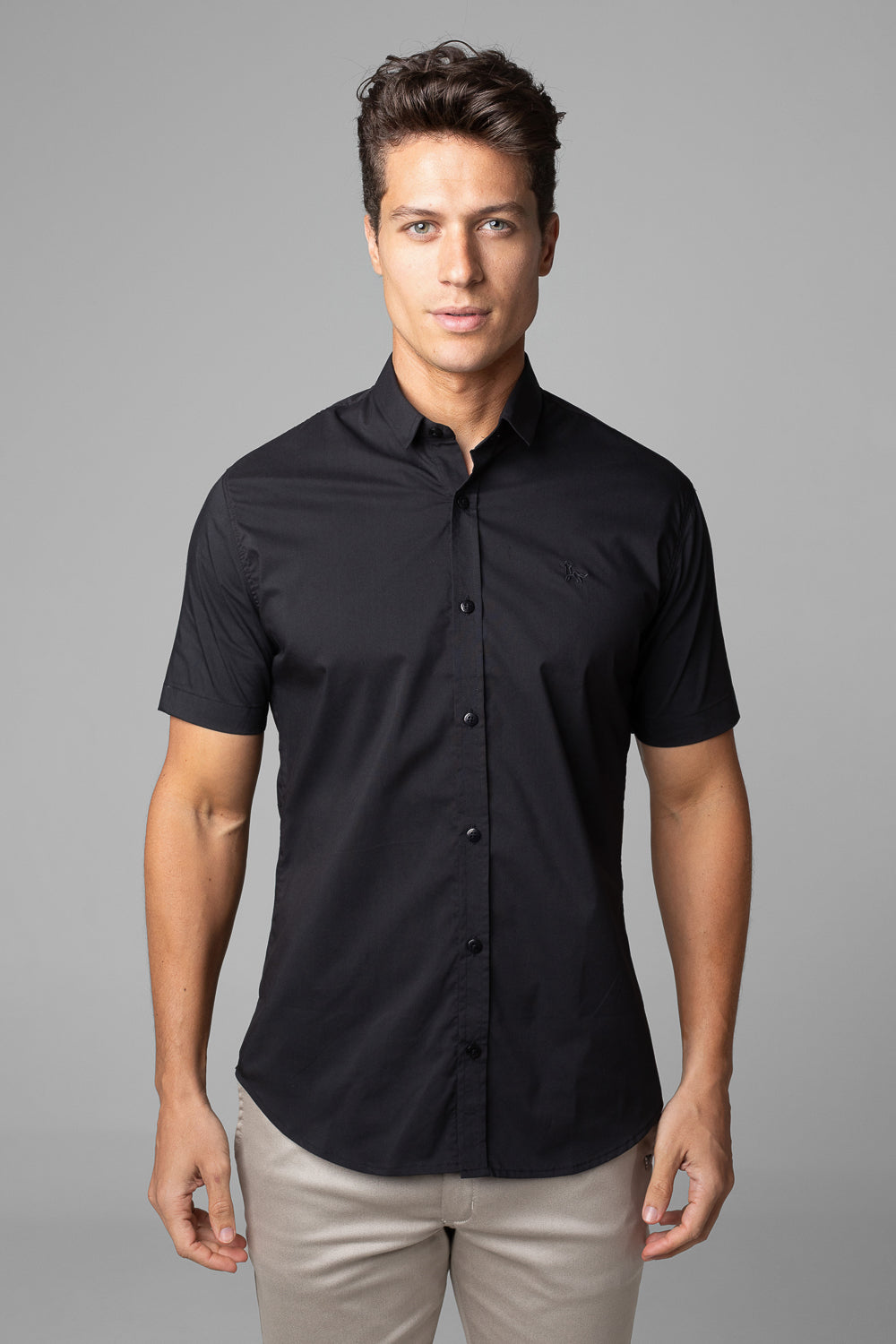 Camisa Social Masculina Manga Curta Tricoline Acetinada