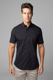 Camisa Social Masculina Manga Curta Tricoline Acetinada