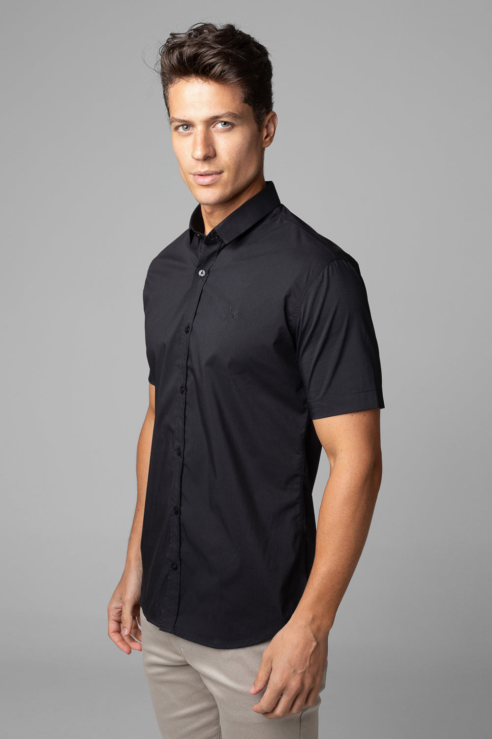 Camisa Social Masculina Manga Curta Tricoline Acetinada