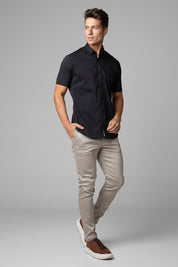 Camisa Social Masculina Manga Curta Tricoline Acetinada
