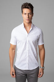 Camisa Social Masculina Manga Curta Tricoline Acetinada