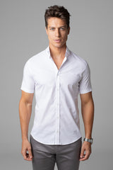 Camisa Social Masculina Manga Curta Tricoline Acetinada