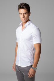 Camisa Social Masculina Manga Curta Tricoline Acetinada
