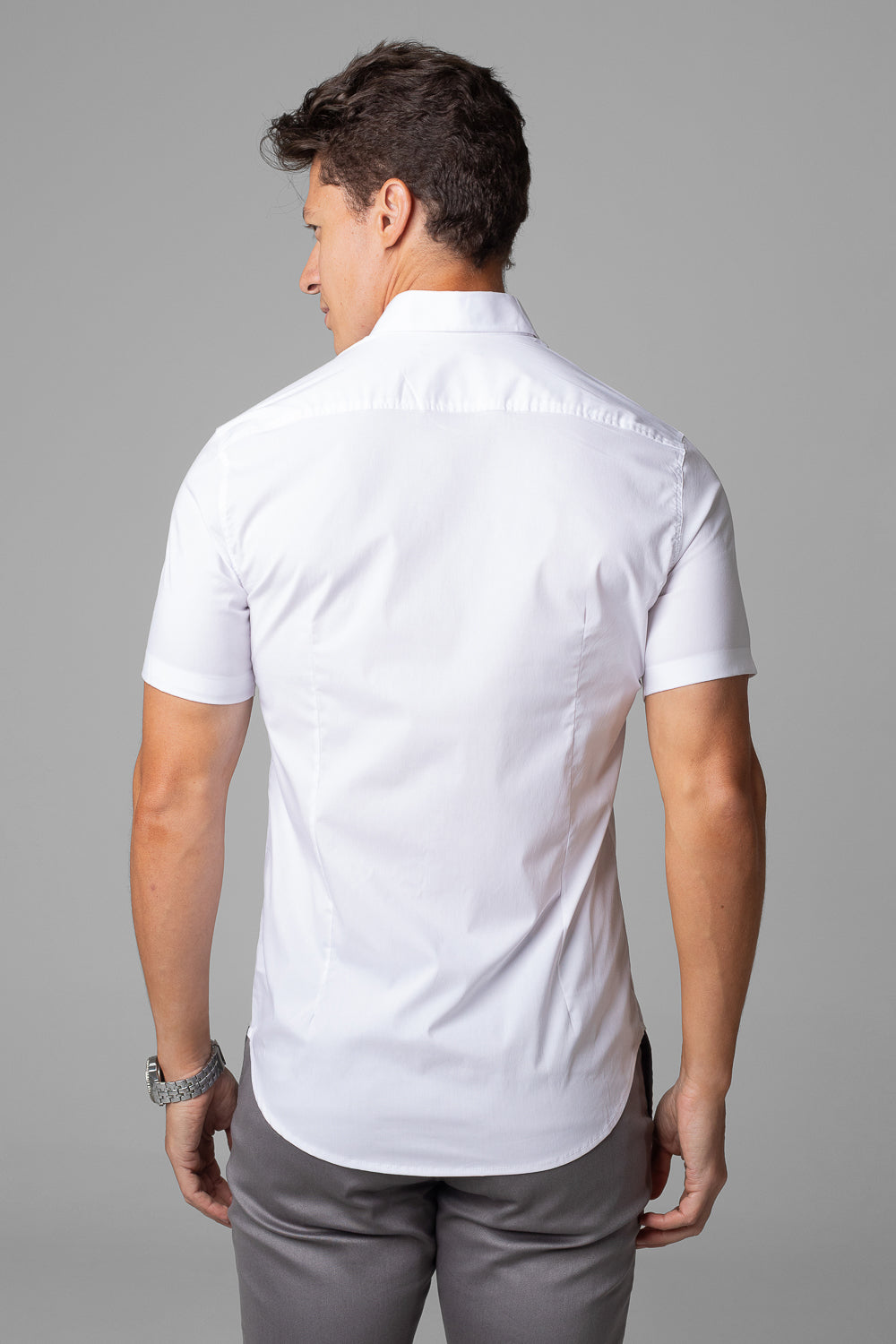 Camisa Social Masculina Manga Curta Tricoline Acetinada