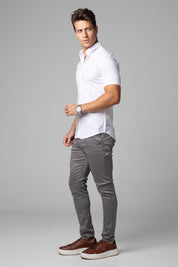 Camisa Social Masculina Manga Curta Tricoline Acetinada