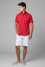 Camisa Social Masculina Tricoline Acetinada Slim Fit Vista Oculta MC