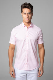 Camisa Social Masculina Manga Curta Tricoline Acetinada