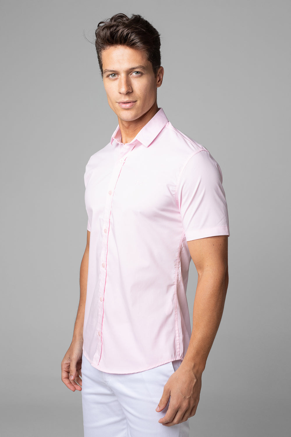 Camisa Social Masculina Manga Curta Tricoline Acetinada