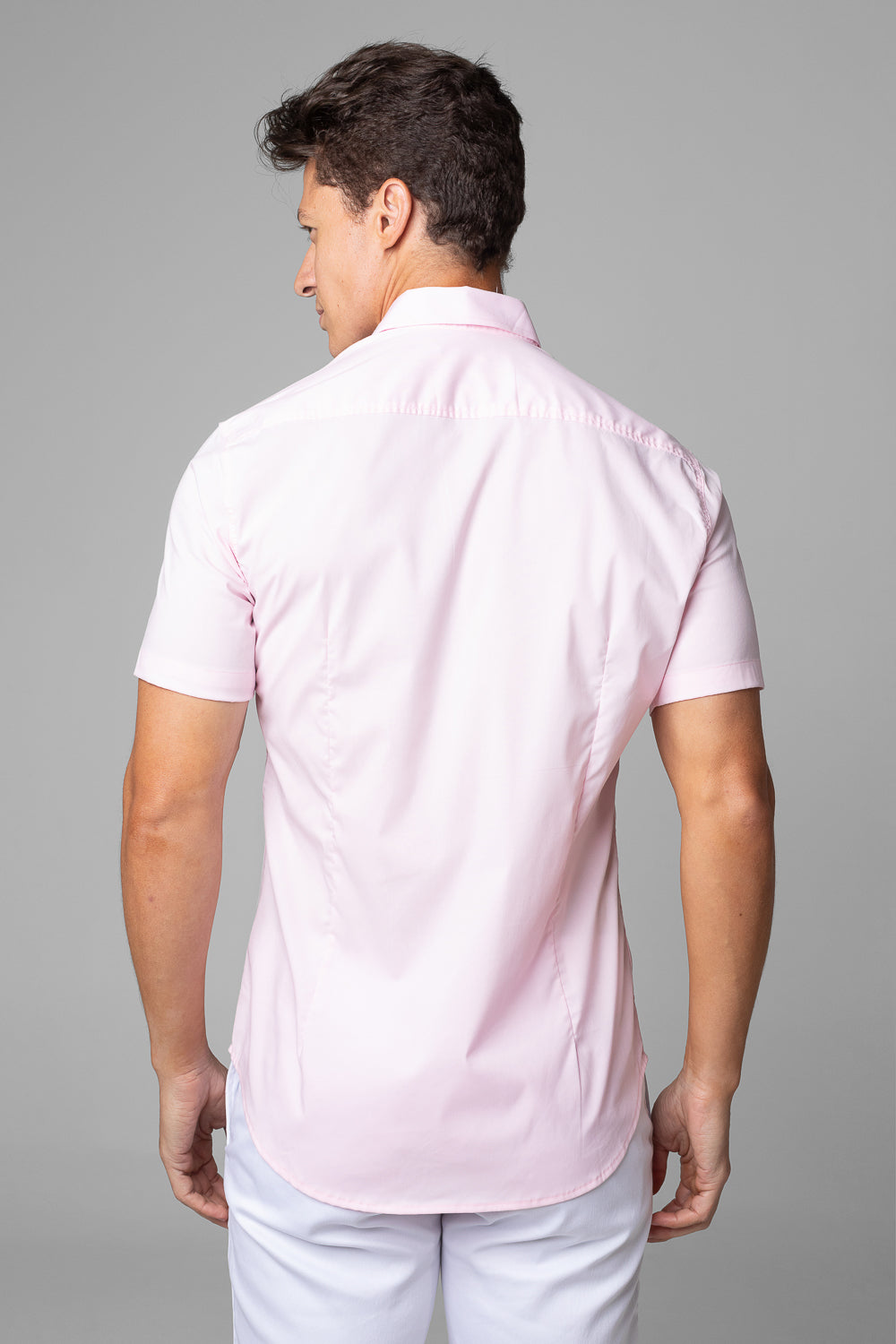 Camisa Social Masculina Manga Curta Tricoline Acetinada