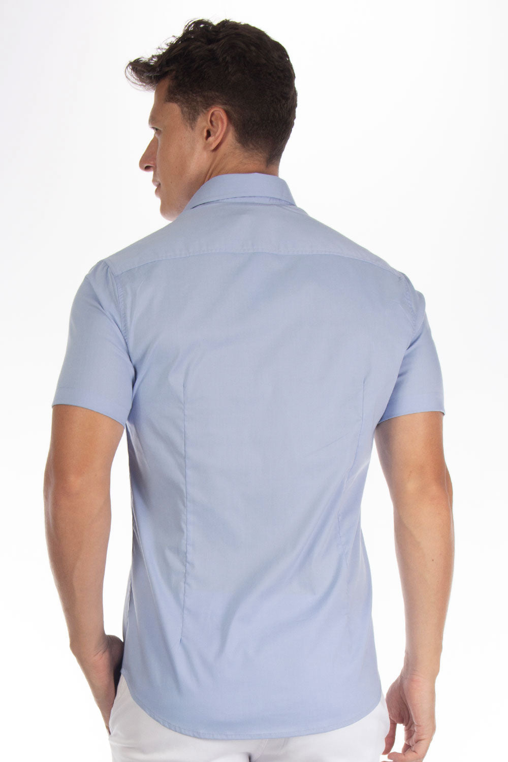 Camisa Social Masculina Manga Curta Tricoline Acetinada