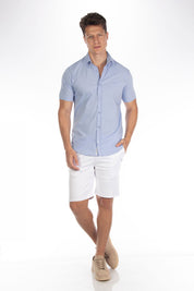 Camisa Social Masculina Manga Curta Tricoline Acetinada