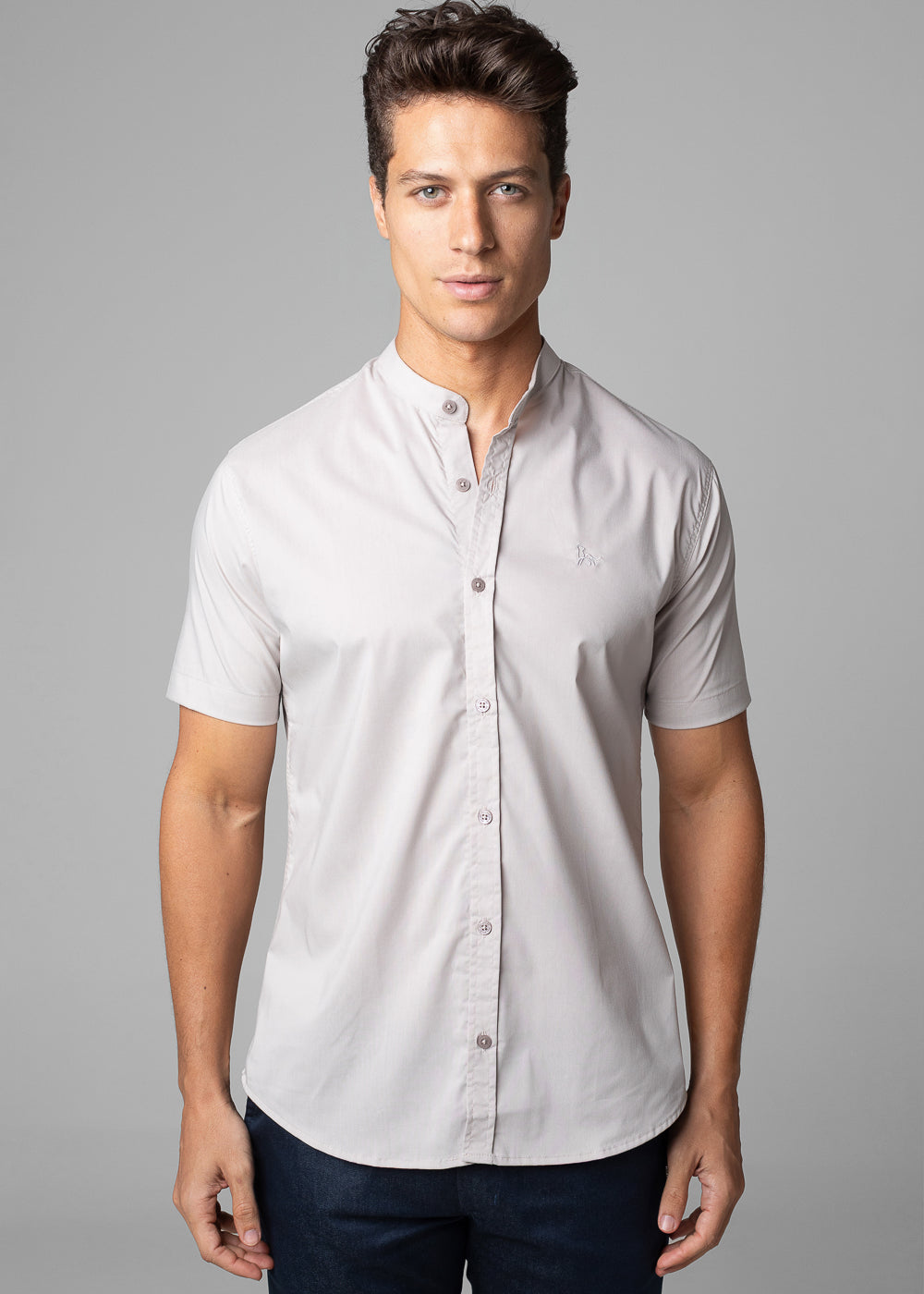 Camisa Social Masculina Manga Curta Tricoline Acetinada