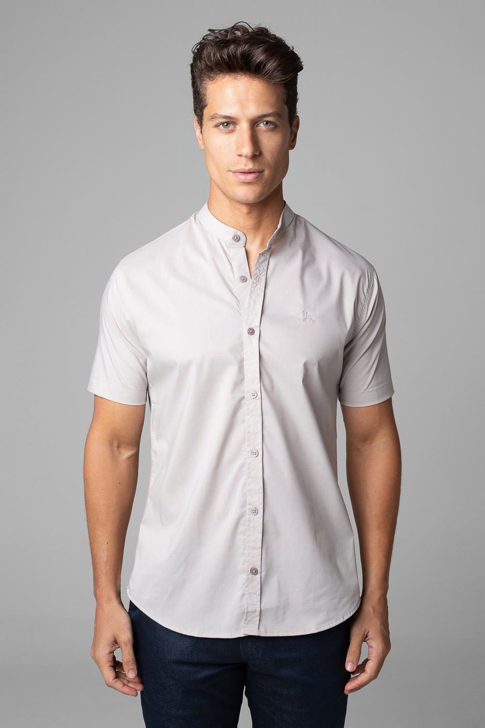 Camisa Social Masculina Manga Curta Tricoline Acetinada