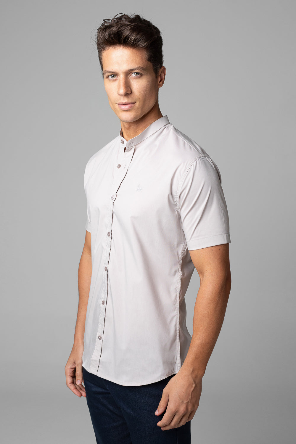 Camisa Social Masculina Manga Curta Tricoline Acetinada