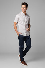 Camisa Social Masculina Manga Curta Tricoline Acetinada