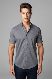 Camisa Social Masculina Manga Curta Tricoline Acetinada