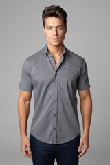 Camisa Social Masculina Manga Curta Tricoline Acetinada