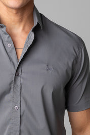 Camisa Social Masculina Manga Curta Tricoline Acetinada