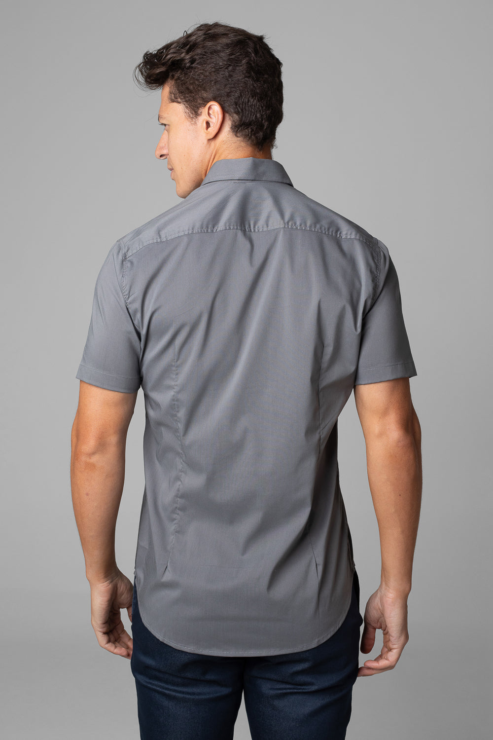 Camisa Social Masculina Manga Curta Tricoline Acetinada