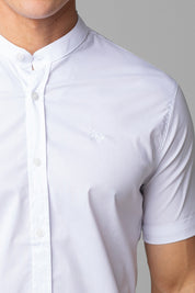 Camisa Social Masculina Gola Padre Manga Curta Tricoline