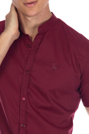 Camisa Social Masculina Gola Padre Manga Curta Tricoline