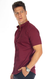 Camisa Social Masculina Gola Padre Manga Curta Tricoline