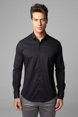 Camisa Social Masculina Tricoline Acetinada Slim Fit Vista Oculta ML