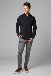 Camisa Social Masculina Tricoline Acetinada Slim Fit Vista Oculta ML
