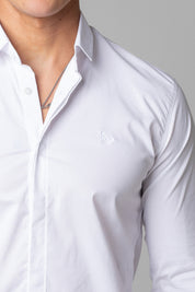 Camisa Social Masculina Tricoline Acetinada Slim Fit Vista Oculta ML
