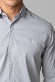 Camisa Social Masculina Tricoline Acetinada Slim Fit Vista Oculta ML
